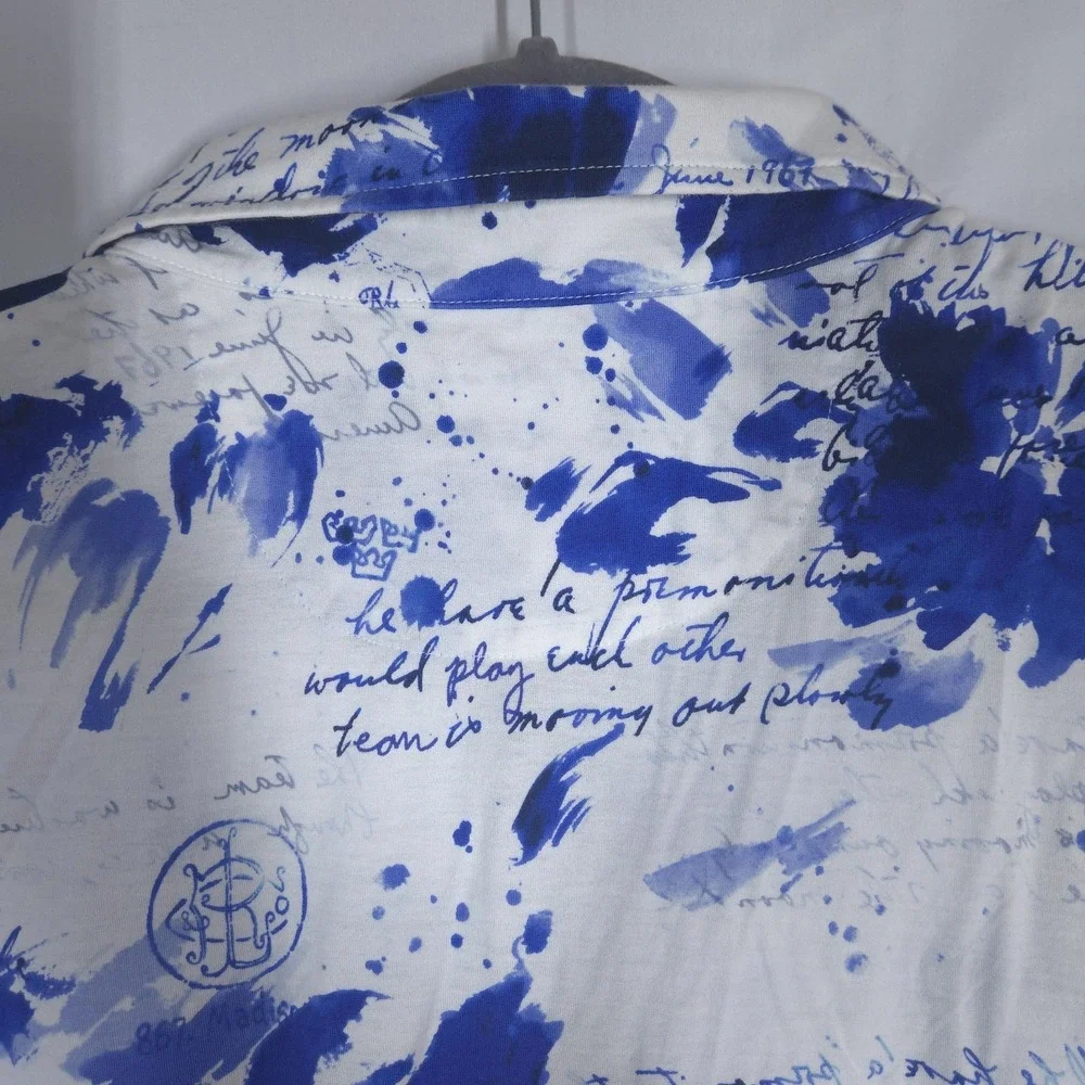 Ralph Lauren Polo Golf British West Indies XXL  Mens Blue Script 100% Cotton